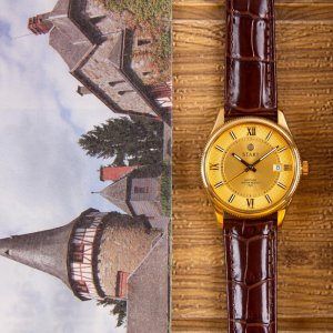 СТАРТ-Модные мужские часы Швейцарский импортный механизм Кварцевые со светящимся римским циферблатом и функцией даты Start