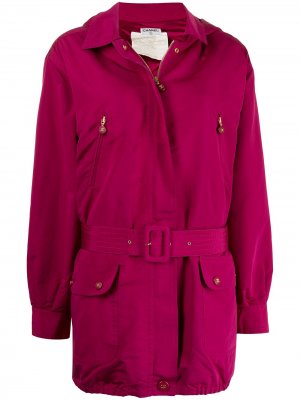 Пальто с поясом и съемным капюшоном Chanel Pre-Owned. Цвет: розовый