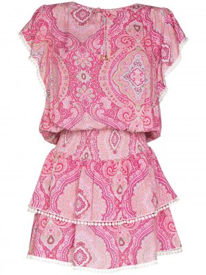Ярусное платье мини Keri Melissa Odabash. Цвет: розовый