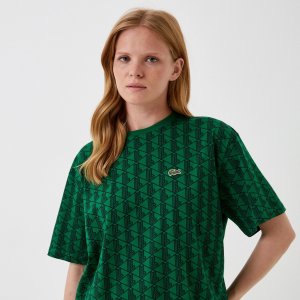 Футболки Женская хлопковая футболка Lacoste. Цвет: зелёный