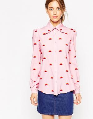 Шелковая блузка с принтом Lulu & Co. Цвет: baby pink rainbows