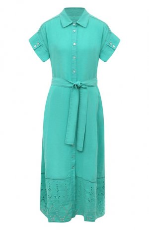 Льняное платье 120% Lino. Цвет: зелёный