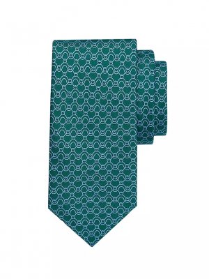 Шелковый галстук с принтом «Волны» , зеленый Ferragamo
