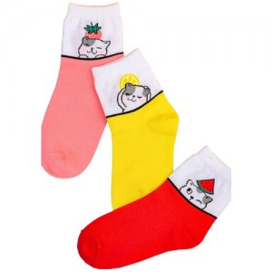 Носки детские Долька (комплект 3 пары) размеры 23-25 Натали. Цвет: белый/желтый/красный