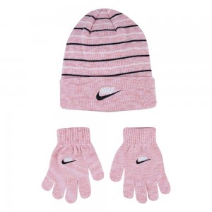 Детский набор: шапка и перчатки Space Dyed Beanie Set Nike. Цвет: розовый