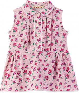 Детское розовое платье с цветочным принтом Marni
