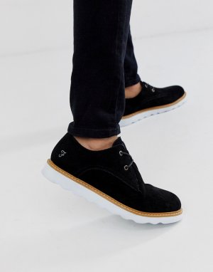 Черные кожаные туфли со шнуровкой -Черный Farah