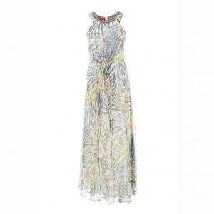 Платье длинное с тропическим рисунком RENE DERHY. Цвет: синий