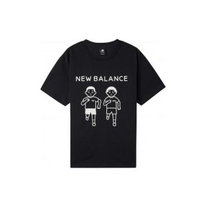 X Noritake Limited Edition Fun Pattern Short Sleeve T-Shirt Unisex Tops Black AMT02375-BK New Balance