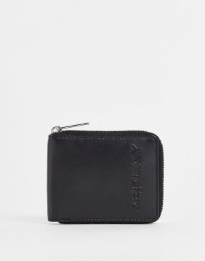 Бумажник с круговой молнией и логотипом -Черный цвет Replay