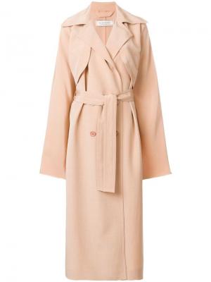 Двубортное пальто в стиле оверсайз Nina Ricci. Цвет: бежевый