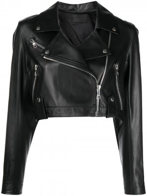 Укороченная байкерская куртка с открытой спиной RtA. Цвет: черный