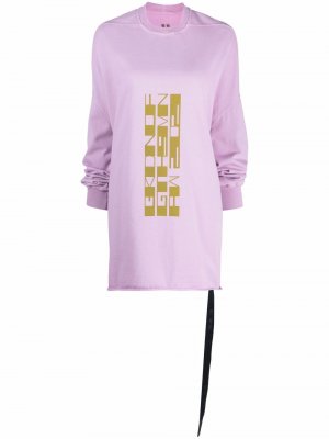 Платье-свитер с графичным принтом Rick Owens DRKSHDW. Цвет: розовый