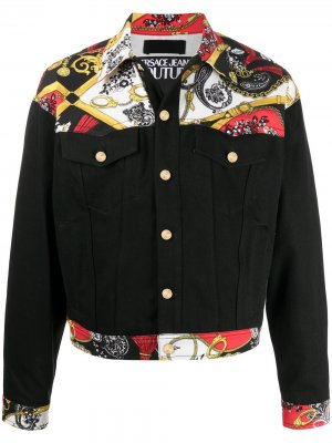 Джинсовая куртка с принтом Versace Jeans Couture. Цвет: черный