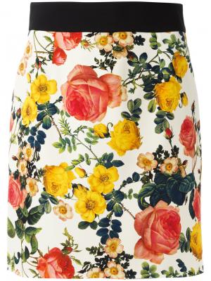 Мини-юбка с цветочным принтом Fausto Puglisi. Цвет: белый