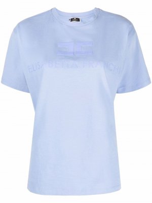 Logo-print cotton T-shirt Elisabetta Franchi. Цвет: синий