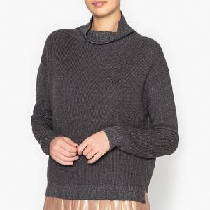 Пуловер с воротником-стойкой из ребристого трикотажа POMANDERE. Цвет: серый