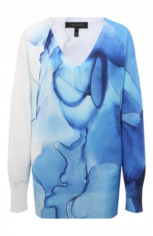 Пуловер из вискозы и хлопка Escada. Цвет: голубой