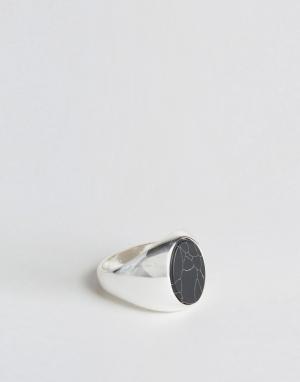 Кольцо с черным овальным камнем -Серебряный Chained & Able