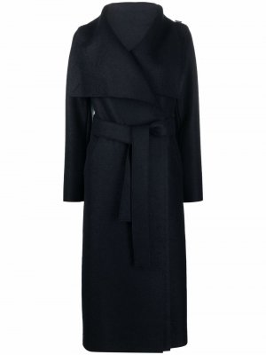 Двубортное пальто с поясом Harris Wharf London. Цвет: синий