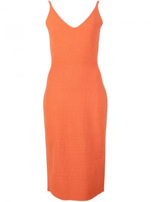 Приталенное платье с V-образным вырезом Narciso Rodriguez. Цвет: жёлтый и оранжевый