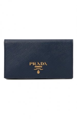 Кожаный футляр для кредитных карт Prada. Цвет: синий