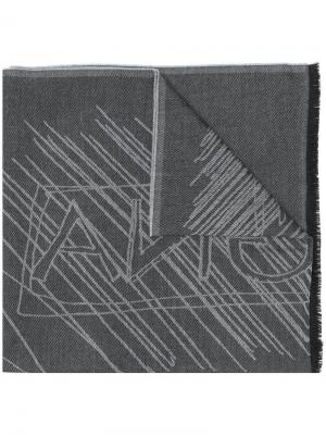 Трикотажный шарф с контрастными линиями Z Zegna. Цвет: черный