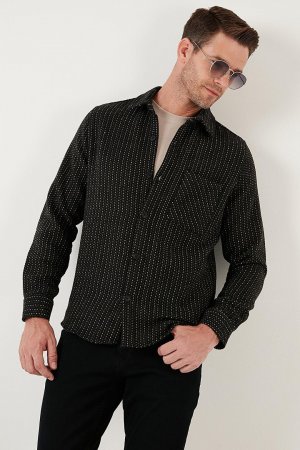 Зимняя рубашка стандартного кроя с длинными рукавами и карманами рисунком CF24W127187 , черный-хаки Buratti