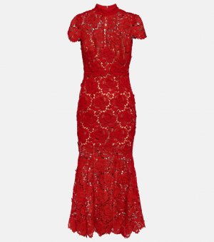 Платье миди из цветочного кружева , красный Self-Portrait