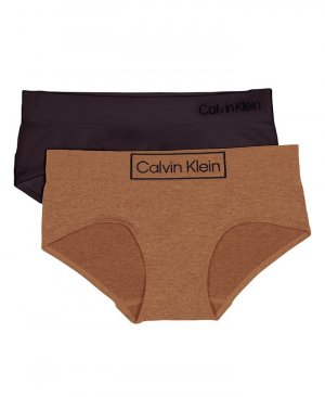 Бесшовные хипстерские трусы для больших девочек, упаковка из 2 шт. , коричневый Calvin Klein