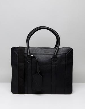Структурированная кожаная сумка-сэтчел ASOS. Цвет: черный