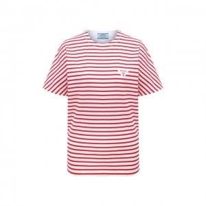 Хлопковая футболка Prada. Цвет: красный