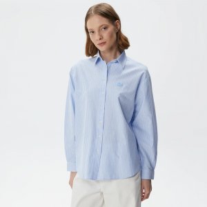 Блузы и рубашки Женская рубашка Oversize Fit в полоску Lacoste. Цвет: голубой