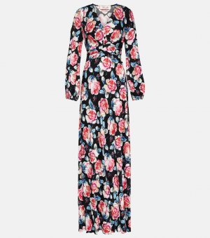 Атласное платье макси monika с цветочным принтом, розовый Diane von Furstenberg