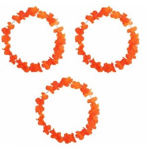 Гавайское ожерелье Цветочки, цвет оранжевый (Набор 3 шт.) Happy Pirate. Цвет: оранжевый