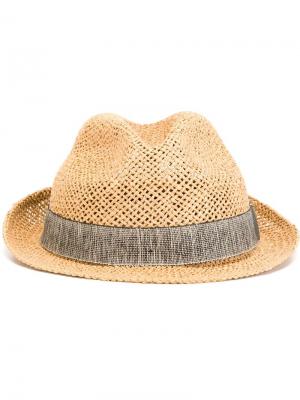 Соломенная шляпа Armani Collezioni. Цвет: коричневый
