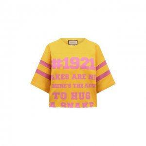 Хлопковая футболка Gucci. Цвет: жёлтый