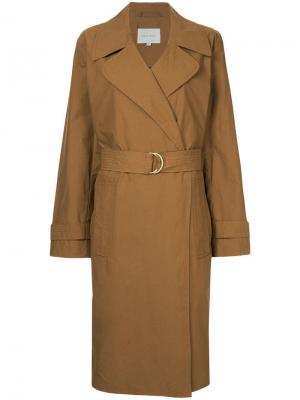 Пальто с поясом на талии Lee Mathews. Цвет: коричневый
