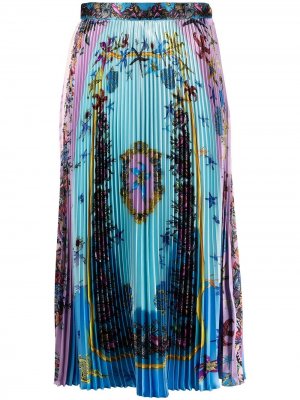 Плиссированная юбка миди Versace. Цвет: синий