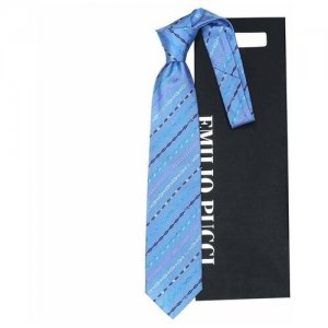 Голубой галстук в оригинальную полоску 848370 Emilio Pucci. Цвет: голубой
