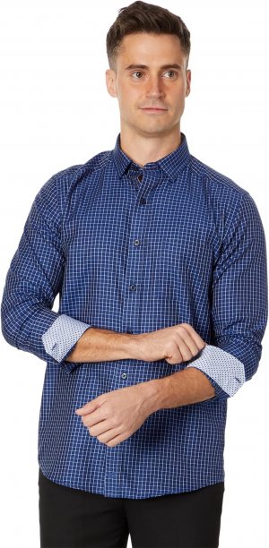 Классическая рубашка с длинным рукавом , цвет Navy Twill Windowpane Johnston & Murphy