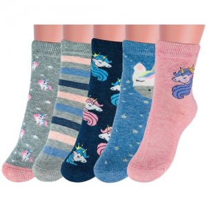 Комплект из 5 пар детских носков (Орудьевский трикотаж) микс 1, размер 16-18 RuSocks. Цвет: мультиколор