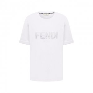 Хлопковая футболка Fendi. Цвет: белый
