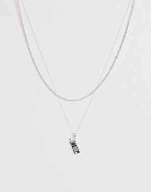 Серебристое двухслойное ожерелье-цепочка с подвеской в виде мобильного телефона -Серебряный Chained & Able
