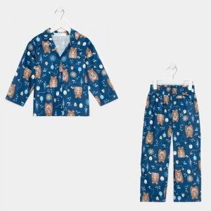 Пижама , размер 98-104, синий Kaftan. Цвет: синий