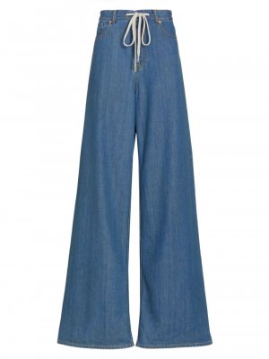 Широкие джинсы с высокой посадкой и завязками на талии , синий MM6 Maison Margiela