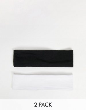 Набор из 2 трикотажных повязок на голову черного и белого цвета -Многоцветный DesignB London