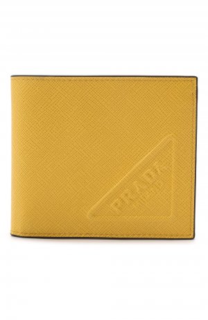 Кожаное портмоне Prada. Цвет: жёлтый