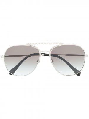 Солнцезащитные очки-авиаторы Miu Eyewear. Цвет: серебристый