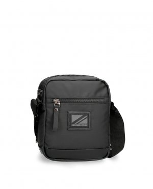 Черная мужская сумка через плечо среднего размера на ремнях молнии , черный Pepe Jeans